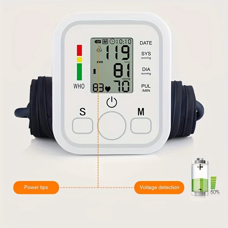 Professional Medical Blood Pressure Monitor LED Display Upper Arm Automatic Monitor BP Sphygmomanomete with Adjustable Cuff Adul