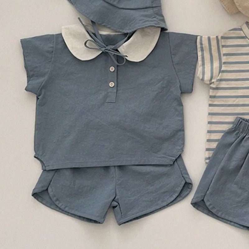 Newborn Baby Boy Cotton Clothes Set Shirt+Shorts 2PCS Infant Toddler Child Fashion Soild Pajamas Suit Outwear Baby Clothes 0-5Y