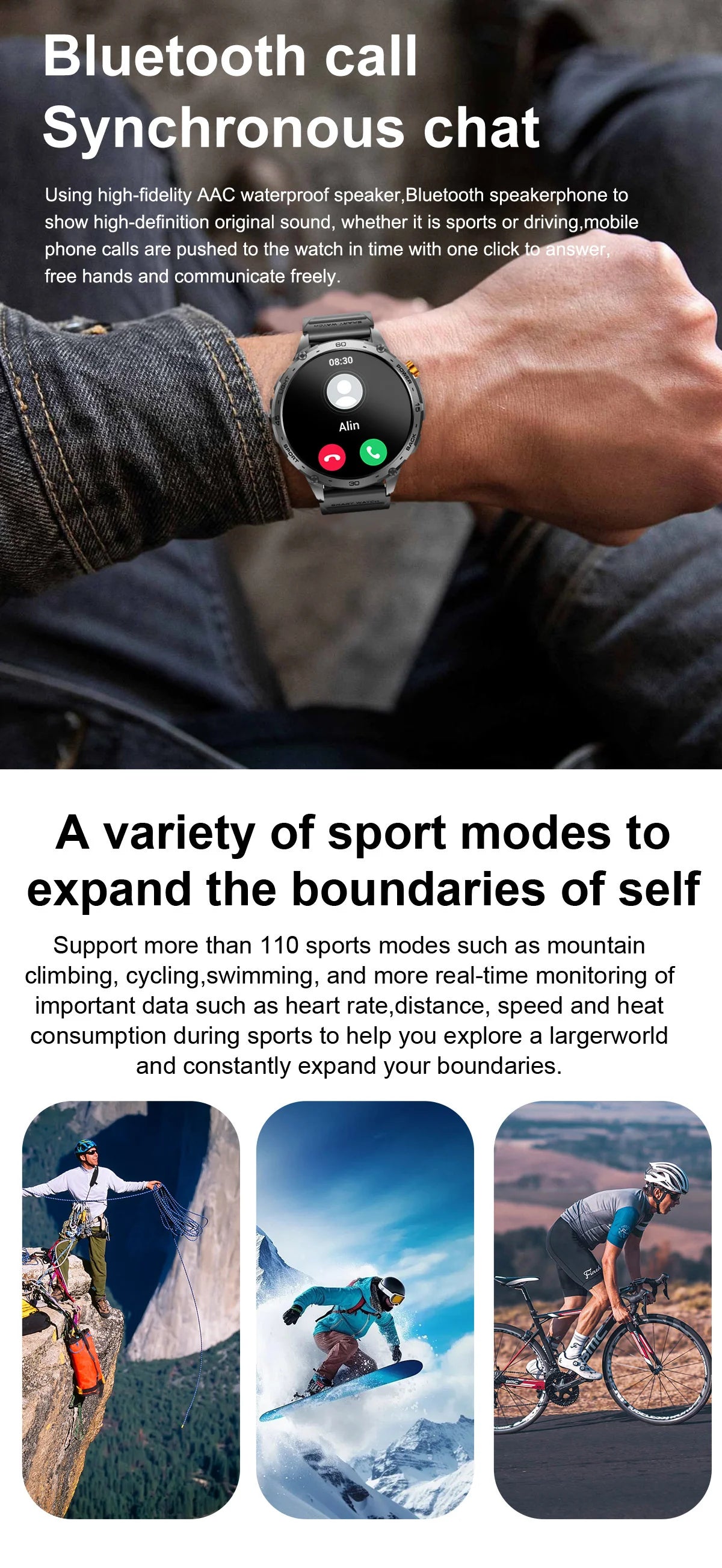 K69 Smart Watch 1.75inch Amoled Screen LED Flashlight Men Bluetooth Call Sports Fitness Tracker Health Monitor Smartwatch