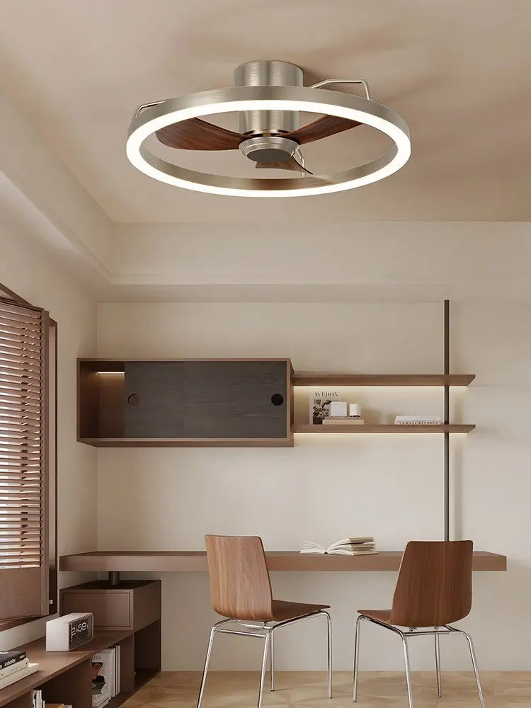 20" Ceiling Fan with LED Light Flush Mount DC Motor 6-Speed Remote Control Dimmable Fan Lamp for Home Kitchen Bedroom Living Roo