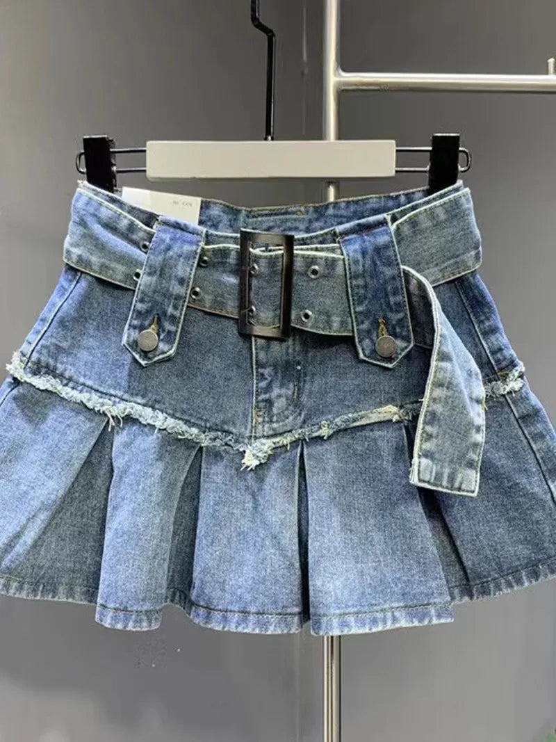 Girls Denim Skirts Vintage Jean Skirt 2024 New Blue Denim Skirts For Teenage Kids Clothing