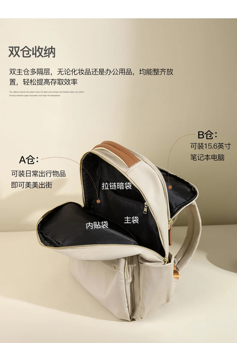 Luxury Laptop Backpacks for Women 15.6" Size Notebook Bag Large Cabin Space Business Travelbag Ladies Bookbags Big Zipper Pocket
