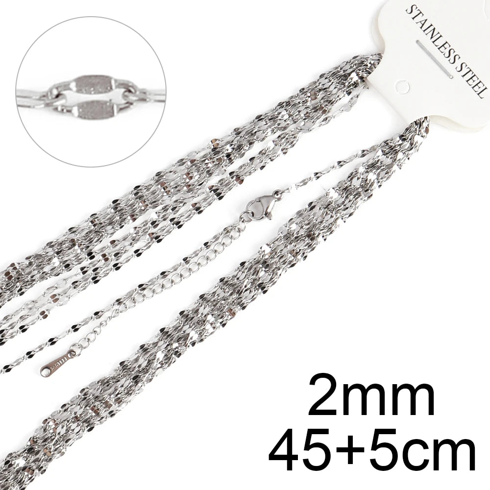 10pcs/lot Bulk Wholesale Stainless Steel Necklace Chain Necklace Choker Chains for DIY Jewelry Making Handmade Accessories