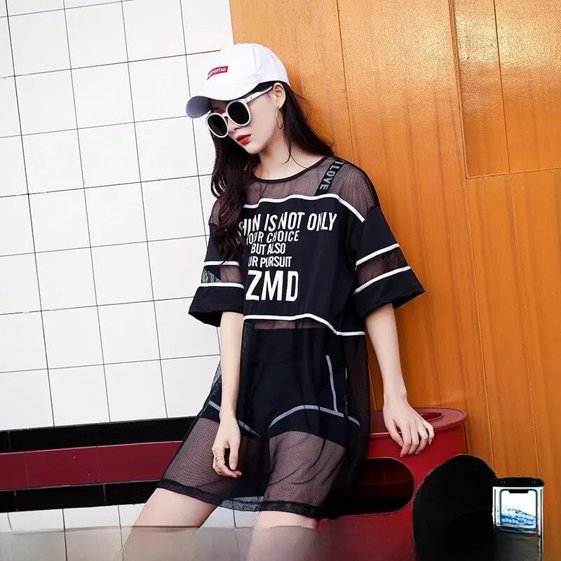 Large Size Women's Swimsuit Tee-Piece Set Conservative Bikini Spor Student Little Fraance Sle Teenage Girl Flat Footwear