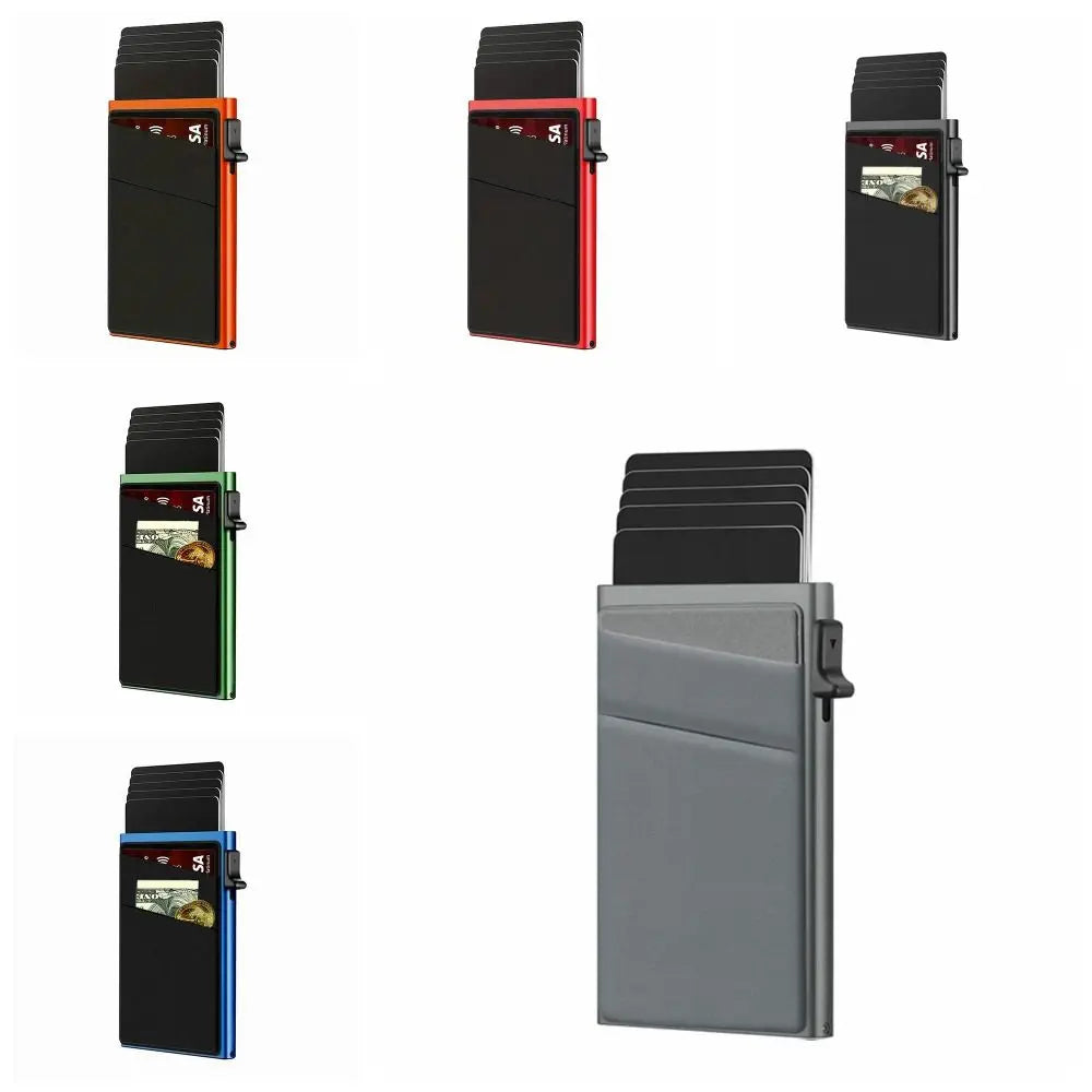 Automatic RFID Anti-Theft Card Holder Screw Reinforcement Metal Box Bottom Men's Card Box Aluminum Alloy Material RFID Blocking