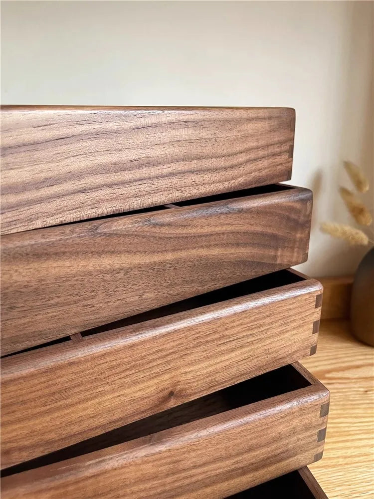 Compartment Solid Walnut Desk Organizer Precision-Crafted Wooden Storage Box for Office Supplies & Stationery