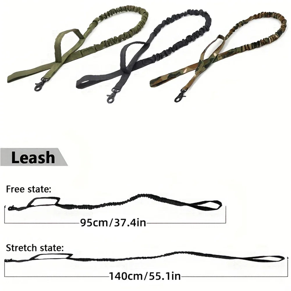 Tactical Dog Collar Training Set Heavy Duty Outdoor AntiPull Leash Metal Buckle Collar Reflective Stitching for Medium Large Dog