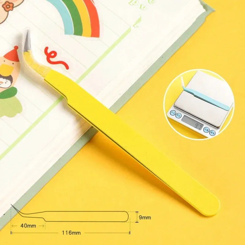 Color Eyelash Comb Tweezers Carbon Steel Professional Pincet Lashes Extension Tweezers False Eyelashes Applicator Makeup Tools