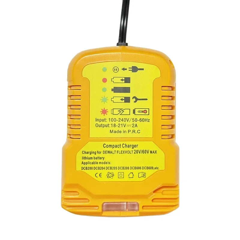 12V/24V 100-240V Li-ion Battery Mini Compact Car Charger for DeWalt 18V 20V 60V Lithium Battery DCB200 Replacement for DCB112