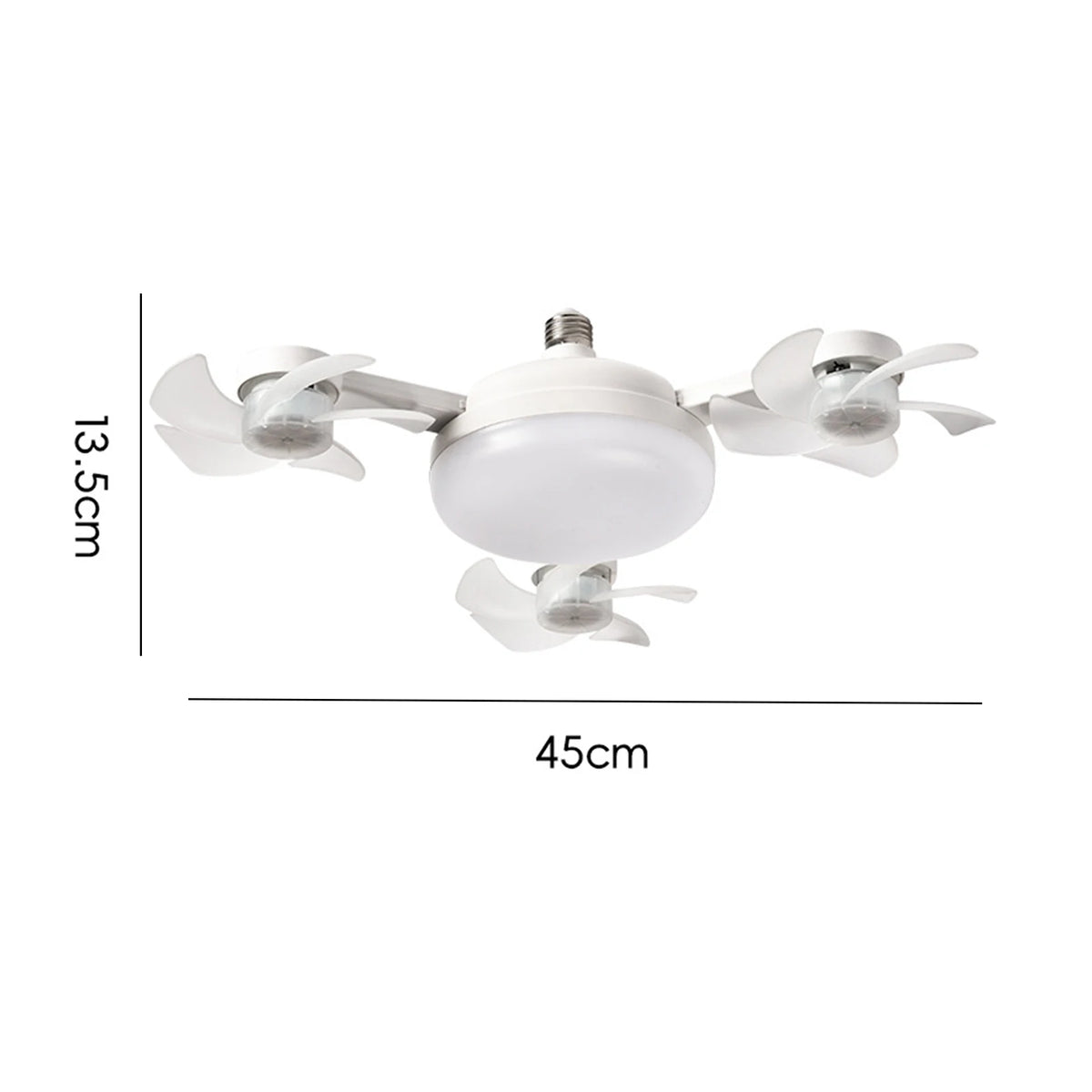 E27 Dimmable LED Socket Drone Fan Light with RC & Extension Rod 2 In 1 Hanging Fans 3-Speed for Bedroom Kitchen Working Space