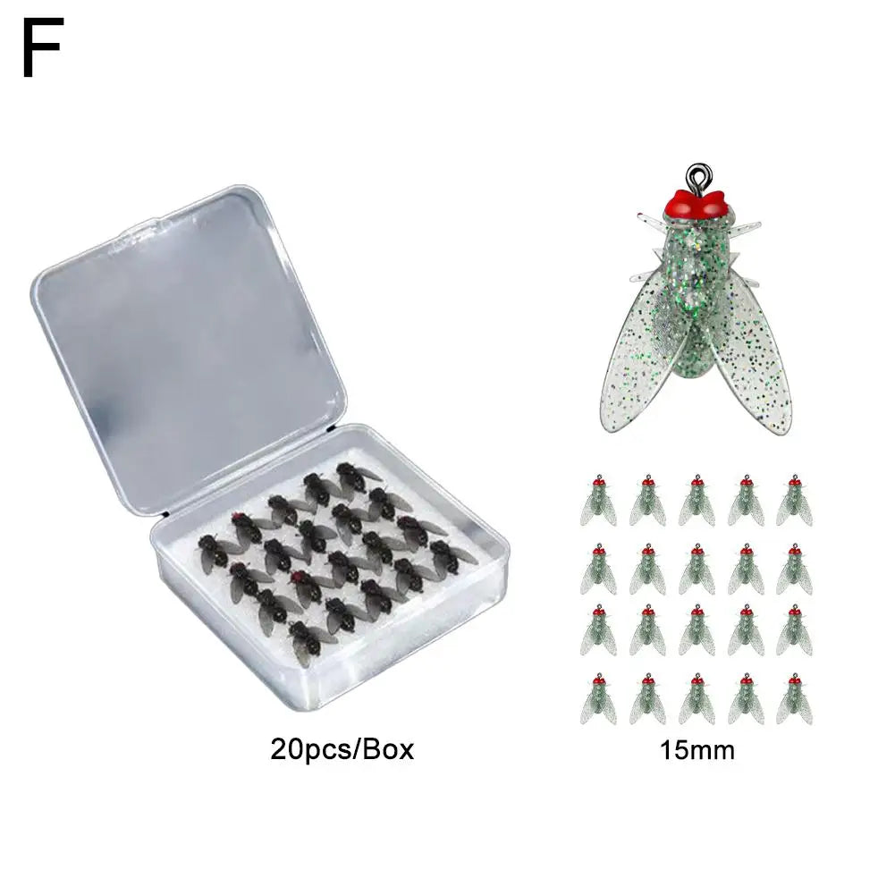 20Pcs/Box Mini Bionic Fly Fishing Bait Fly Hook Soft Bait Add Fish Attractant Fishing Gear For Salmon Trout Fishing Accessories