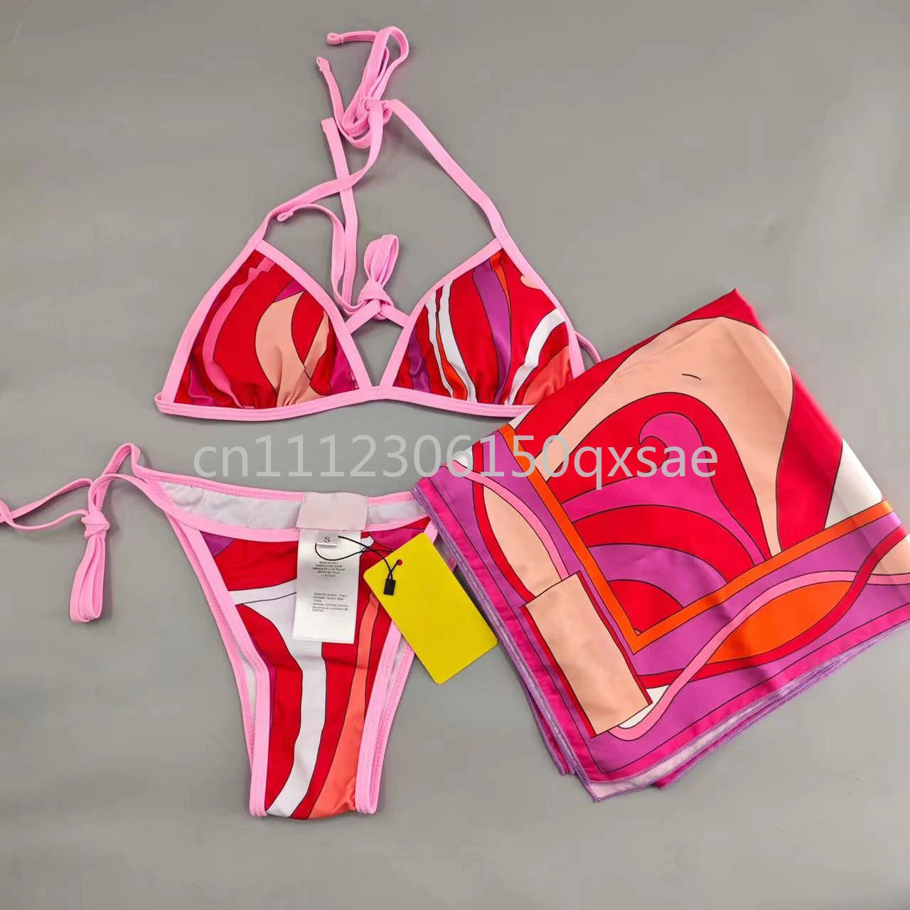 Luxury Design Women's Brown Headband Scarf Swimsuits with Letter Signature Logo Classic Brand Headband Bikini Sets Beachwear