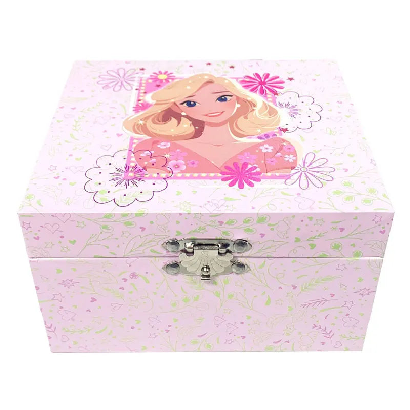 Music Jewelry Storage Box Glitter Powder Pink Princess Little Girl Gift Ring/Necklace/Bracelet/Earring Storage Desk Organizer