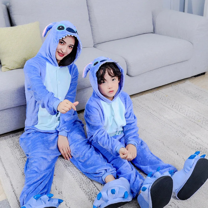Stitch Animal Onesie Pajamas Warm Winter Sleepwear For Couples Students Performance Costume Cute Cartoon