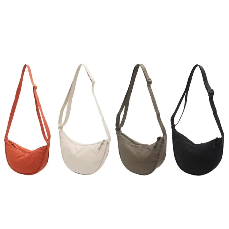 Casual Nylon Crossbody Bag for Women Shoulder Bag Woman Half Moon Chest Bags Tote Lady Travel Shopper Bag Female Purses