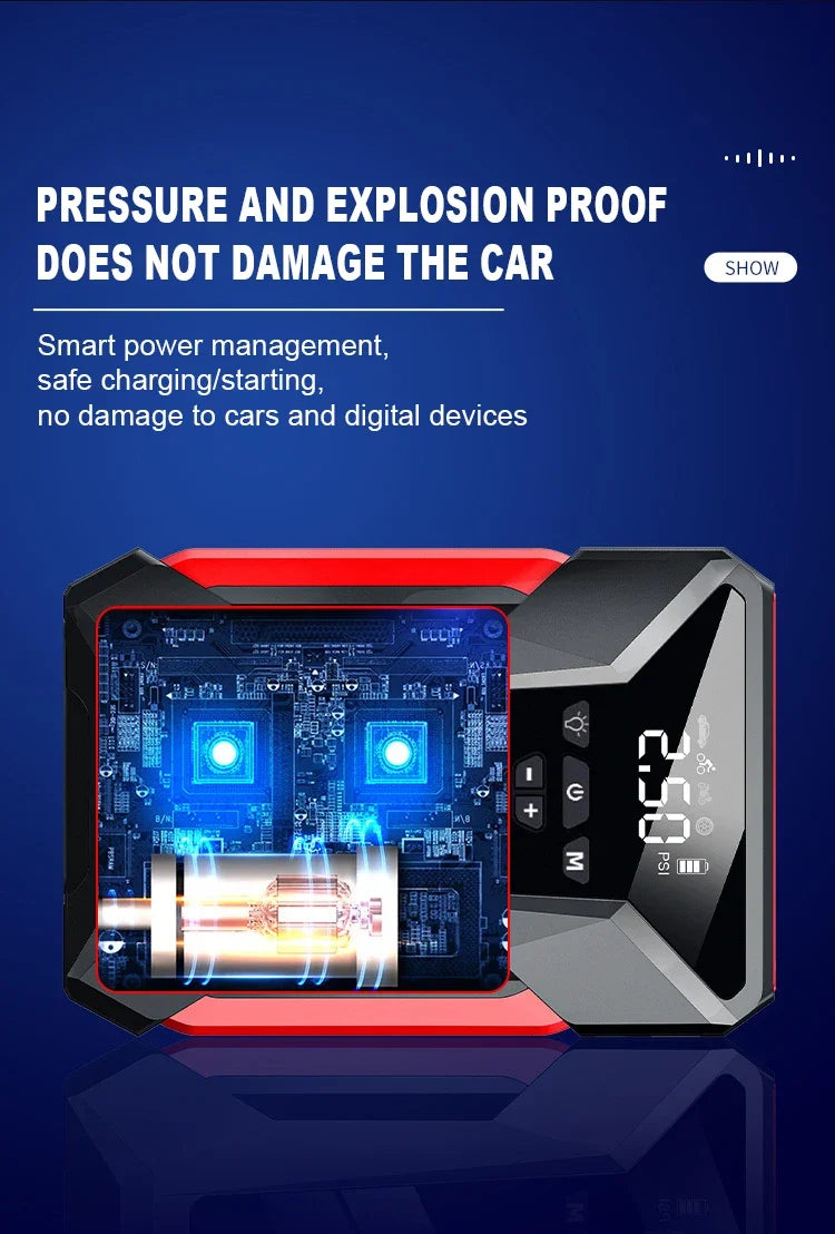Car Jump Starter Starting Device Battery Power Bank 12V38000mAh Jumpstarter Auto Buster Emergency Booster Car Charger Jump Start