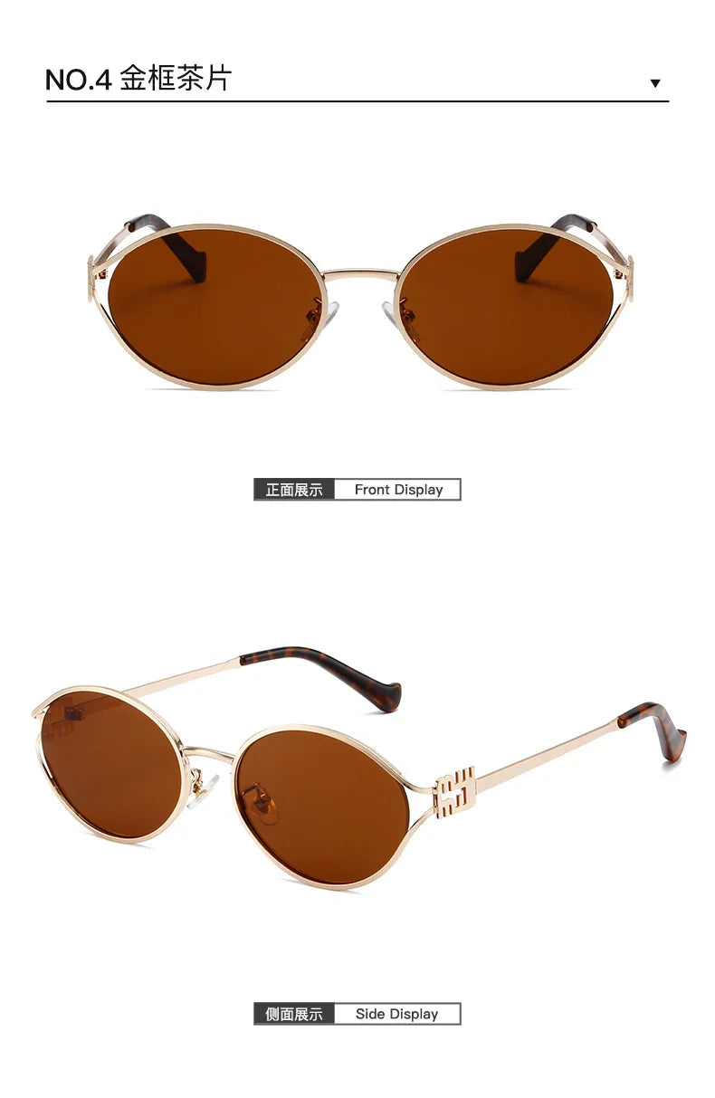 Fashion Oval Sunglasses Women Men Luxury Designer Metal Frames Sun Glasses Female Gradient Shades Eyewear UV400 De Sol Oculos