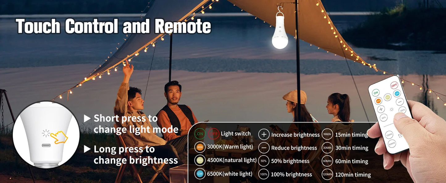 Rechargeable 2600mAh Light Bulb with Large Battery Backup – Perfect as Emergency Lights for Home Hurricane Preparedness&Outages