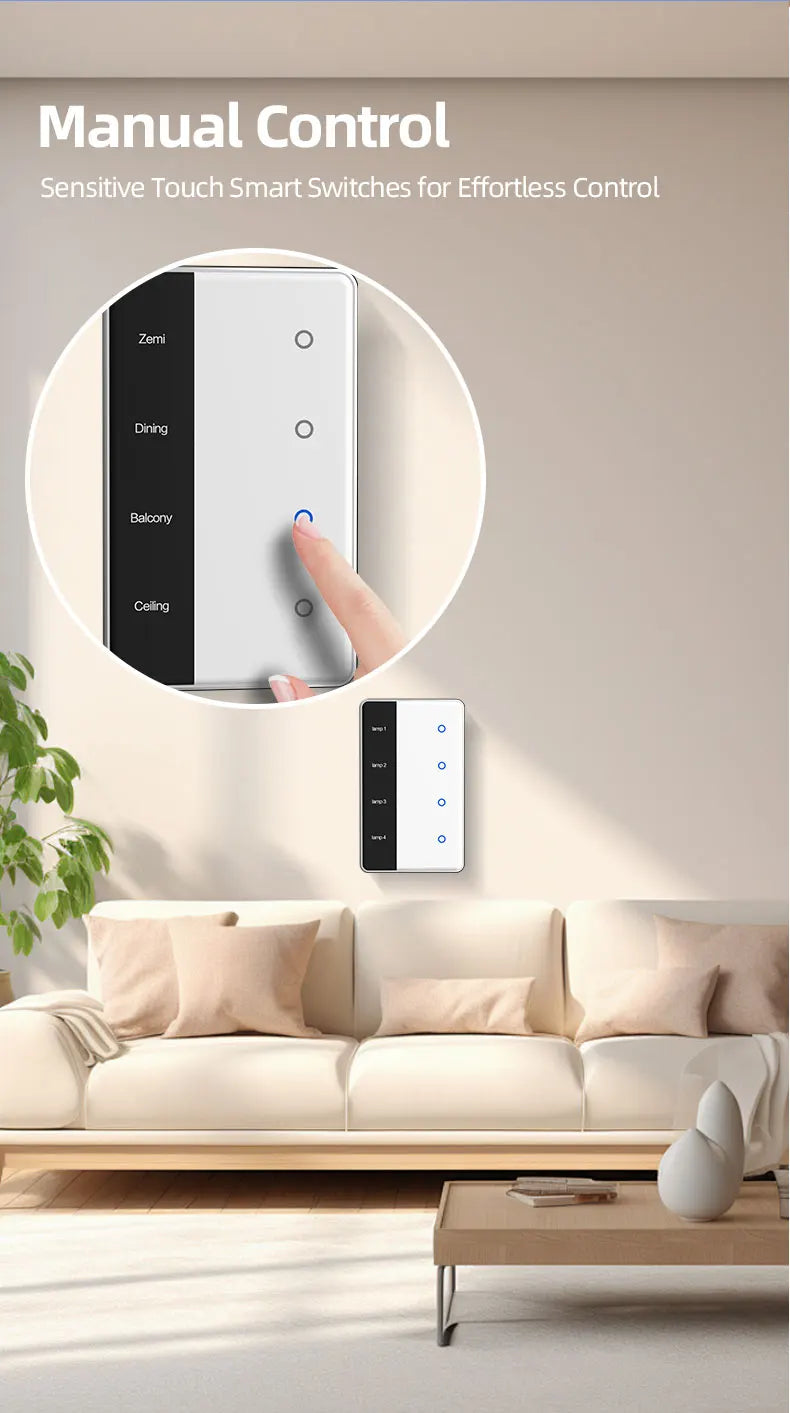 Zemismart DIY Name Switch Zigbee Smart Display Screen Touch Light Switch US Type Works with Tuya Alexa Google Home Voice Control