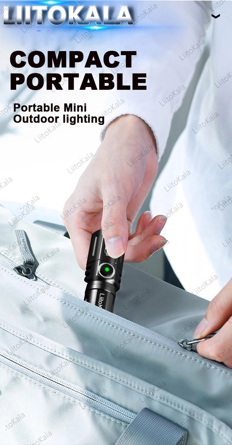 LiitoKala LF-536 LF-535 LED white laser Mini Flashlight 16340 700mAh Rechargeable Battery