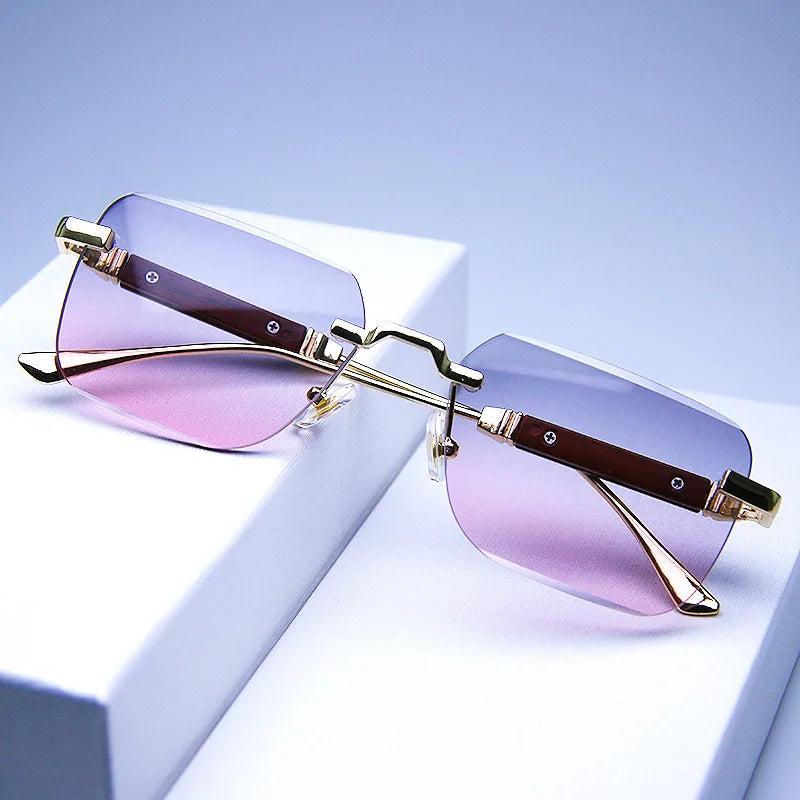 Rimless Sunglasses Rectangle Fashion Popular Women Men Shades New Square Sun Glasses For Female Male Summer Traveling Oculos