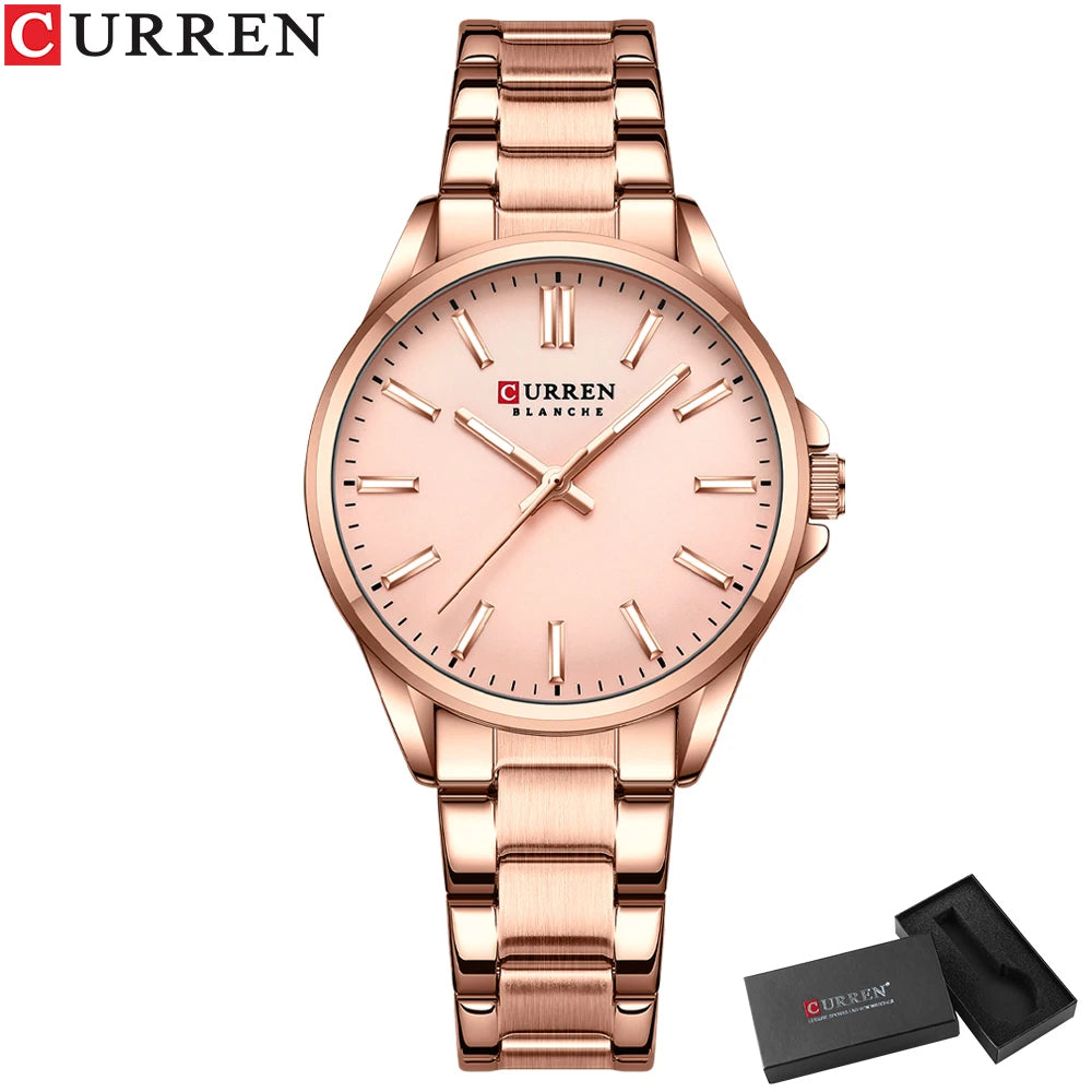 CURREN Exquisite Minimalist Women Watch Luxury Fashion Stain Steel Ladies Waterproof Quartz Wristwatch Rose Gold Female Clock