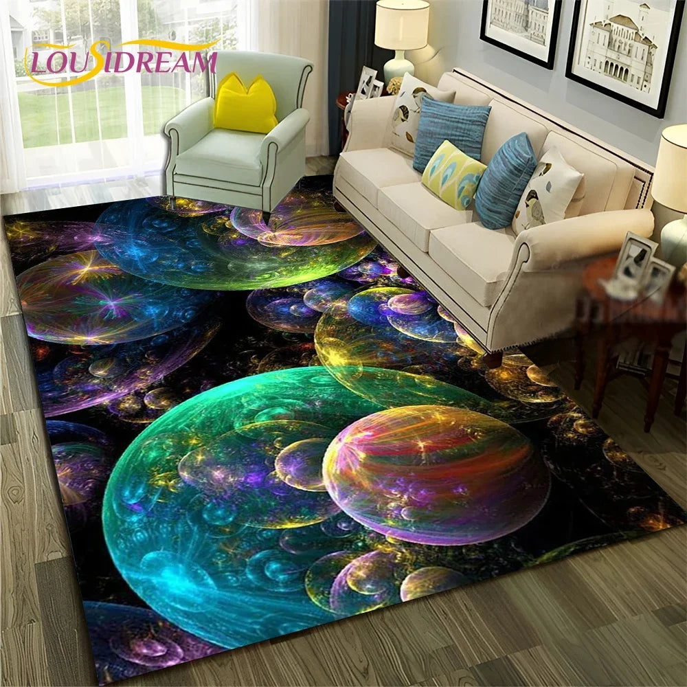 Galaxy Planet Star 3D Universe Space Carpet Rug for Home Living Room Bedroom Sofa Doormat Decor,Kid Area Rug Non-slip Floor Mat