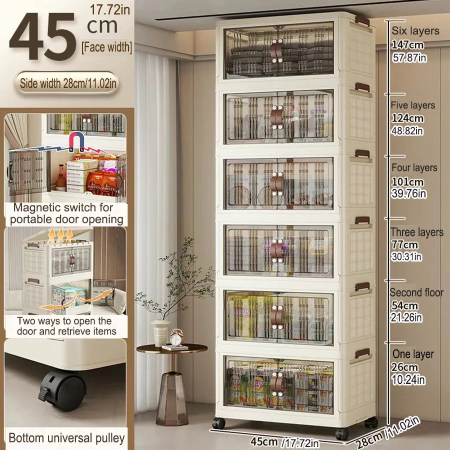 Large Capacity Folding Storage Cabinet - Dustproof Wardrobe Closet Organizer Easy Install