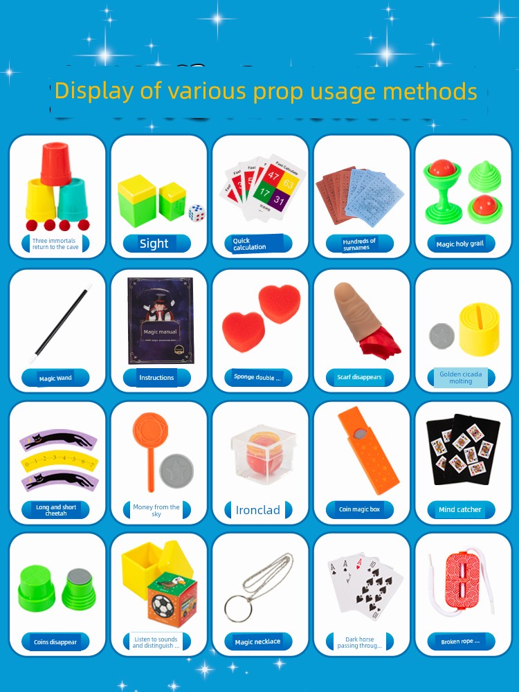 Children's Magic Props Toy Gift Box Close-Up Kindergarten Performance Set Magic Tricks Boy's Birthday Gift Shocking