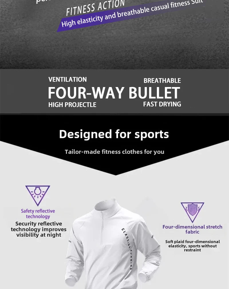 Men's Fall Running Tracksuit Casual Outdoor Quick-Dry Running Clothes for Autumn Spring Ideal Gym Track Field Sports Training