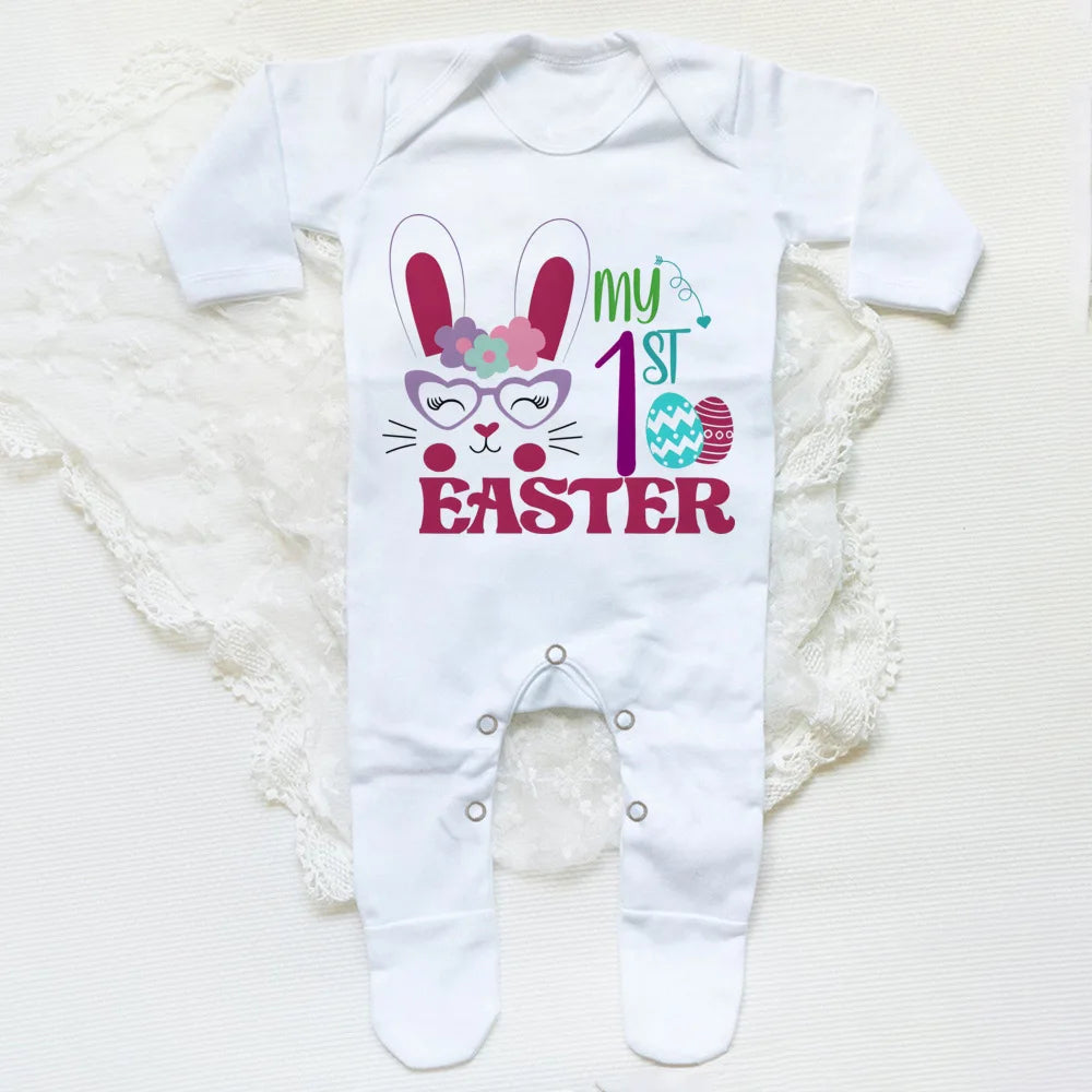 My First Easter Print  Baby Sleepsuit Newbron Babygrow Sleepsuit Baby Girl/ Boy Clothing Infant Easter Day Present  Bodysuits