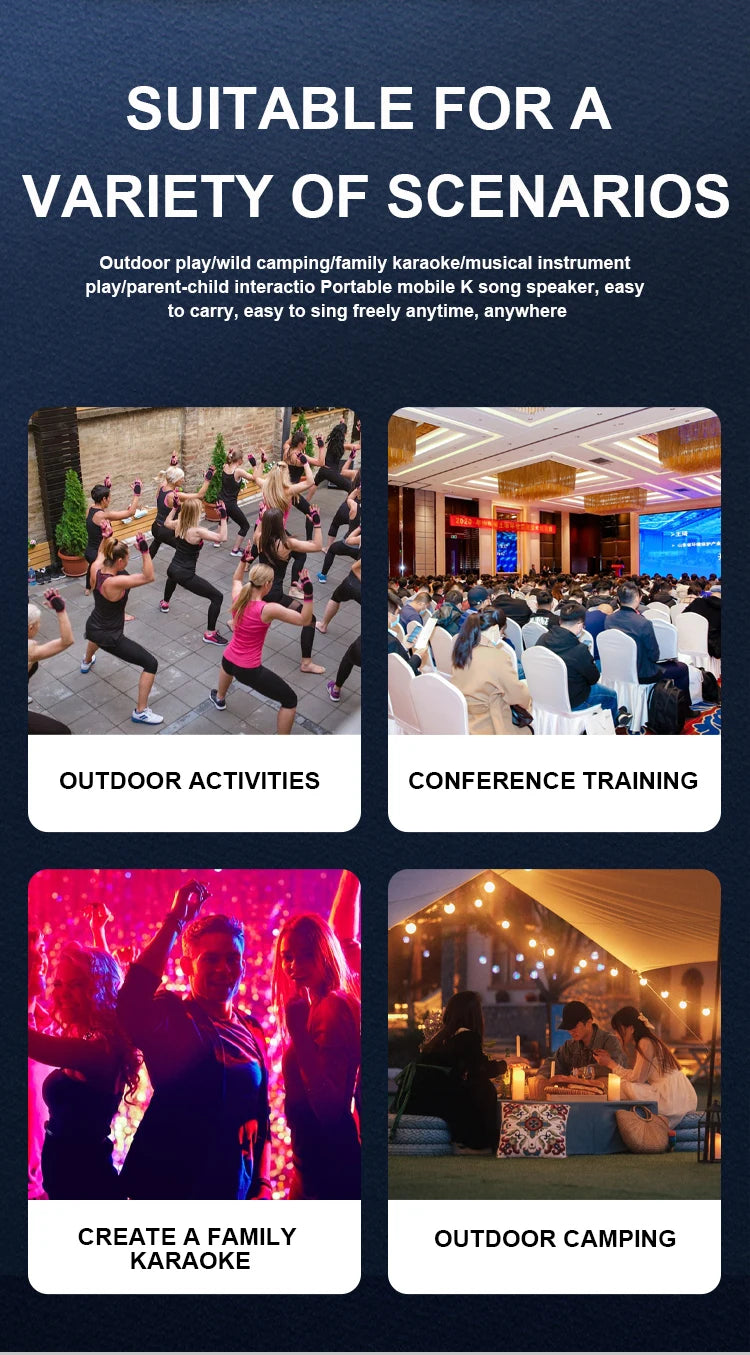 Karaoke Machine for Adults, Portable Bluetooth Speaker with 2 Wireless Microphones, Portable PA System for Big Party, Outdoor