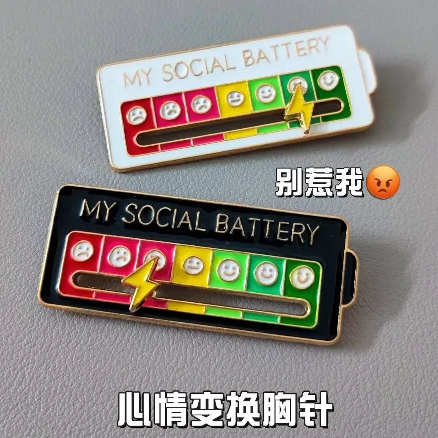 Mood Conversion Brooch Sliding Social Metal Badge Women's  Accessories  Pin Facial Expression Emotion My Social Power Badges Pin