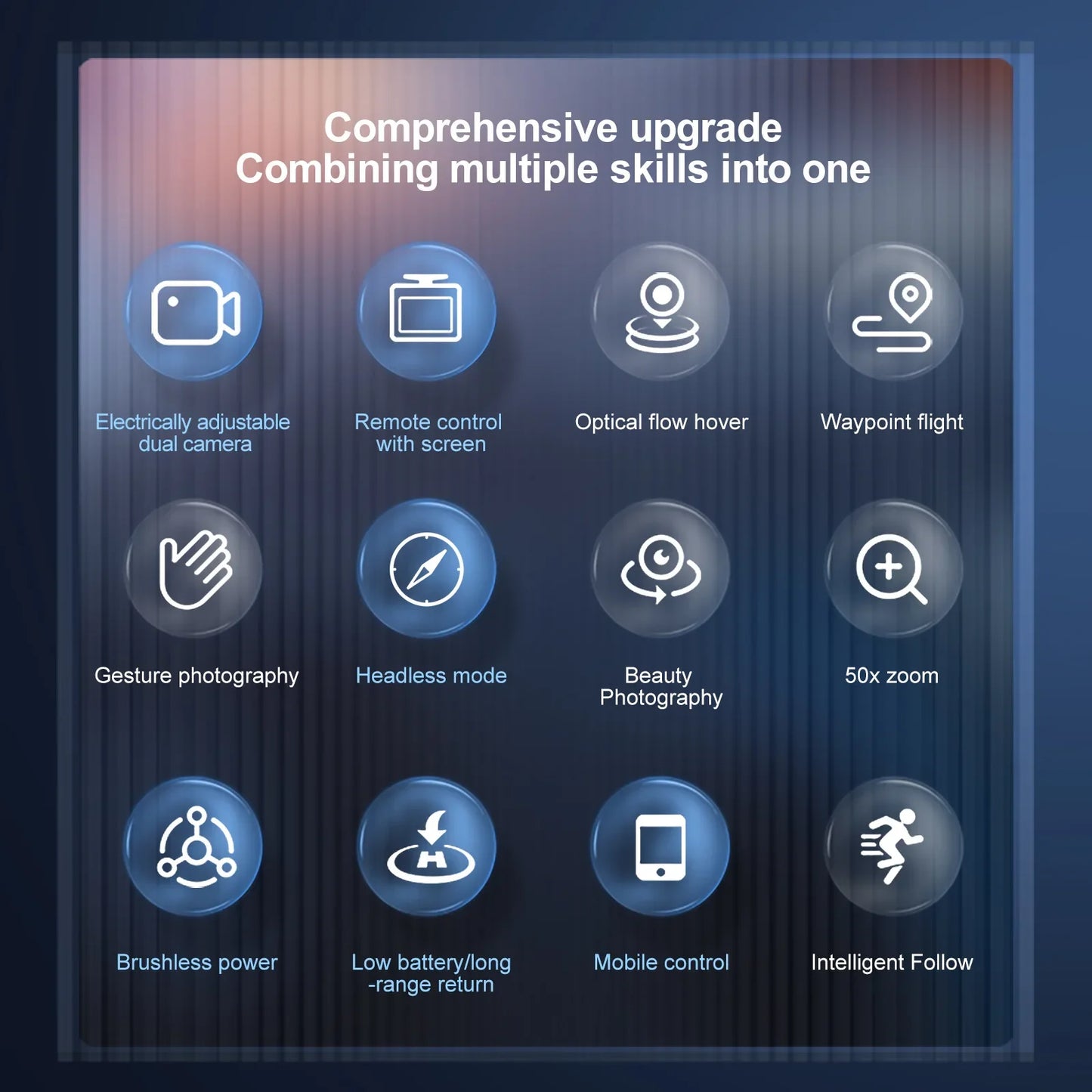 White Gray E88E99 Lighting Screen Control Mini Drone Dual Camera Optical Flow Fixed Height HD Aerial Photography Quadcopter