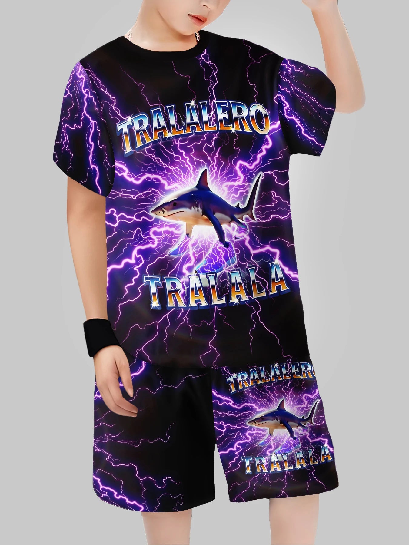 Fashion AI Games TungTungTung Sahur Design T-shirt+Shorts Summer Clothing Set Sports Suit T-Shirt & Pants Baby Outfits