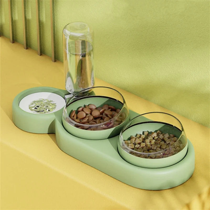 New Pet Automatic Feeders Three Bowl Pet Water Dispenser Feeders Large-diameter Dog Basin Cat Bowls Pet Automatic Feeders