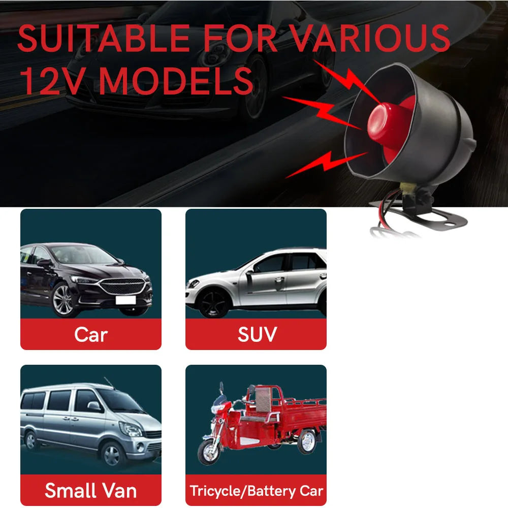 Universal 12V Car Alarm System 1 Way Vehicle Burglar Alarm Siren Security Protection With 2 Remote Control Car Motorcycle Truck