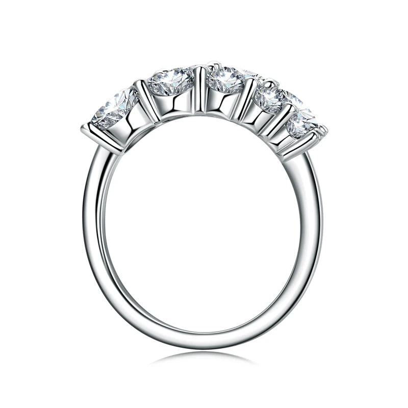 Anziw 925 Silver Moissanite Rings Woman Bands 10 Stones 3.26cttw Sparkling Diamond Twist Shank Wedding Ring Engagement Jewelry