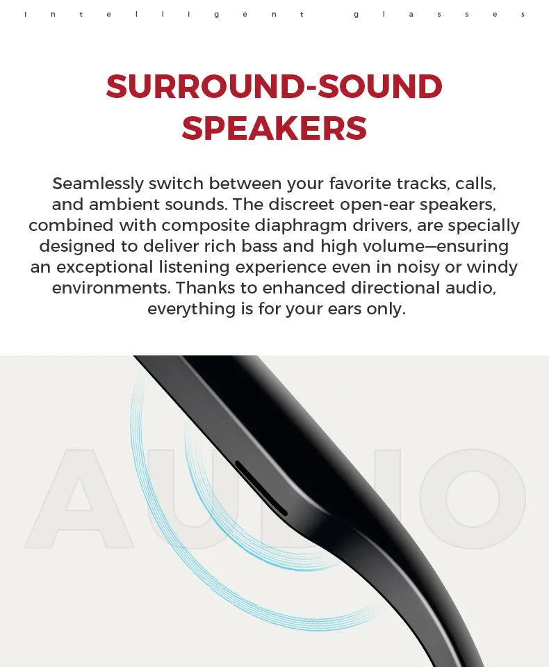 AI Smart Glasses Built-in HD Camera Glasses Bluetooth Wireless Audio Intelligent Glasses Anti-glare Anti-blue connected glasses