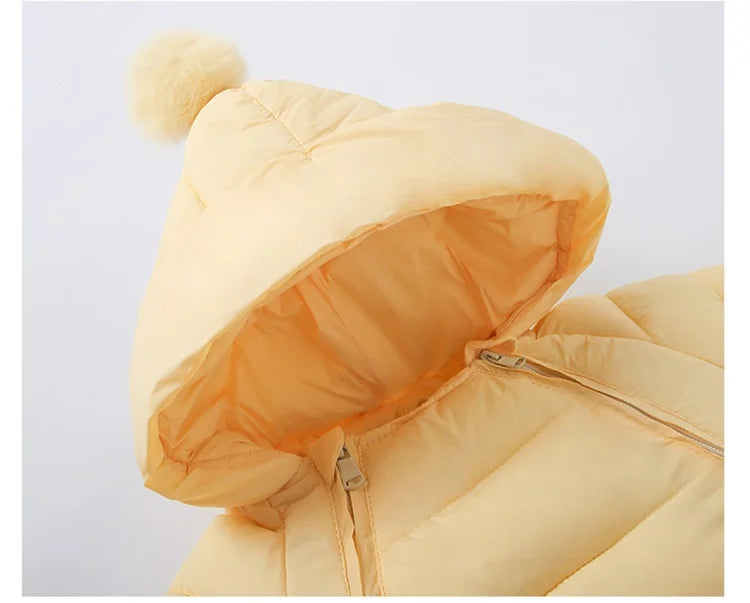 Baby jumpsuit winter new plush and thick hooded down climbing suit for babies to go out and hug clothes, newborn cotton jacket