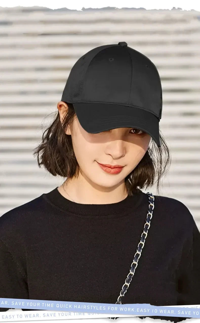 New Fashion Hat Hair Extensions Medium Long Ladies Curly Wigs Hats Connected Head Cover Synthetic Peaked Cap Wig For Women