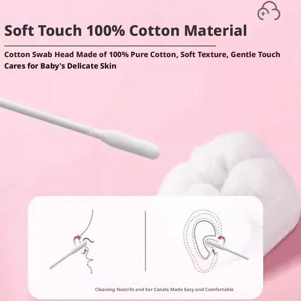 Sticks Cotton 50PCS Organic Baby Cotton Swabs Paper Buds for Baby Ear Nose Clean Ultra Safe Hypo-allergenic Biodegradable