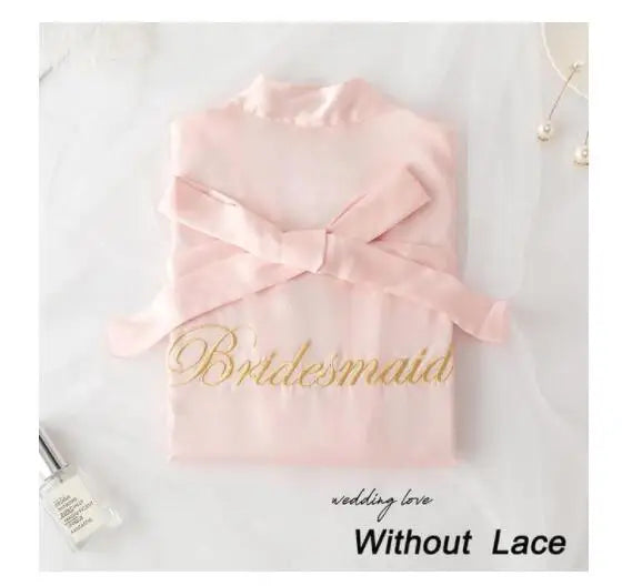 Summer Lace Sleepwear Bride&Bridemaid Wedding Robe Gown Solid Embroidery Kimono Bathrobe Women Casual Home Night Dress M L Xl