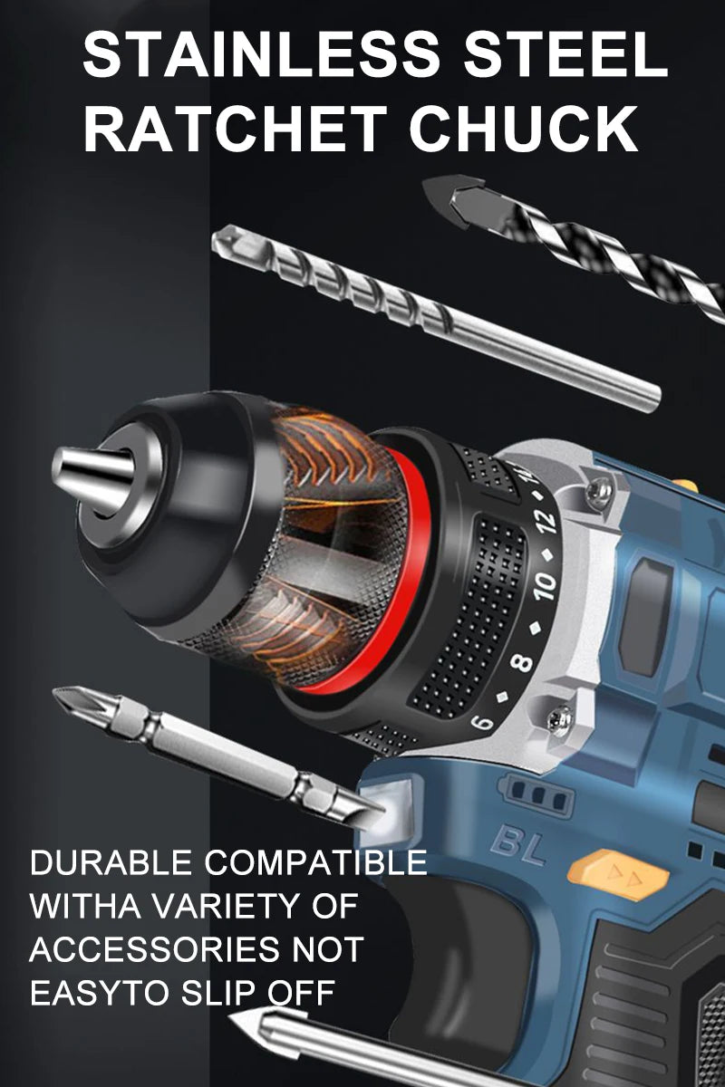 16.8V Brushless 70N.m Electric Cordless Drill 160N.m Impact Driver Screwdriver Household Multifunction Hit Power Tools