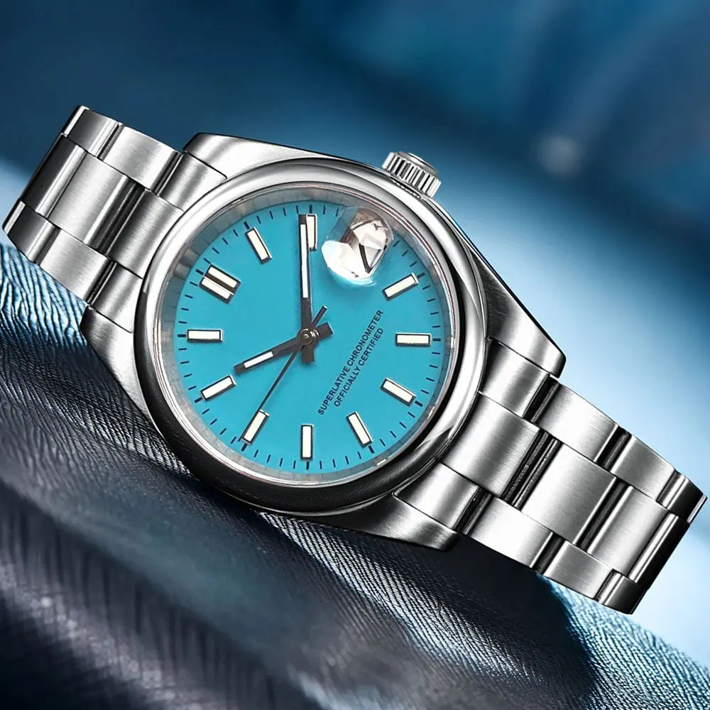 Tandorio New Round Sapphire Glass 200m Waterproof Black Sunbrust Dial Japan NH35A Automatic Mechanical Movement Men's Watch