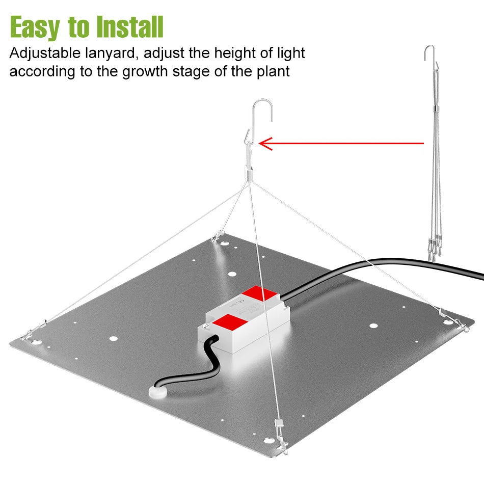 100W 50W LED Full Spectrum Indoor Grow Light Quantum Plate Plant Lamp Greenhouse Flower Succulents Potted Cultivation US/EU Plug