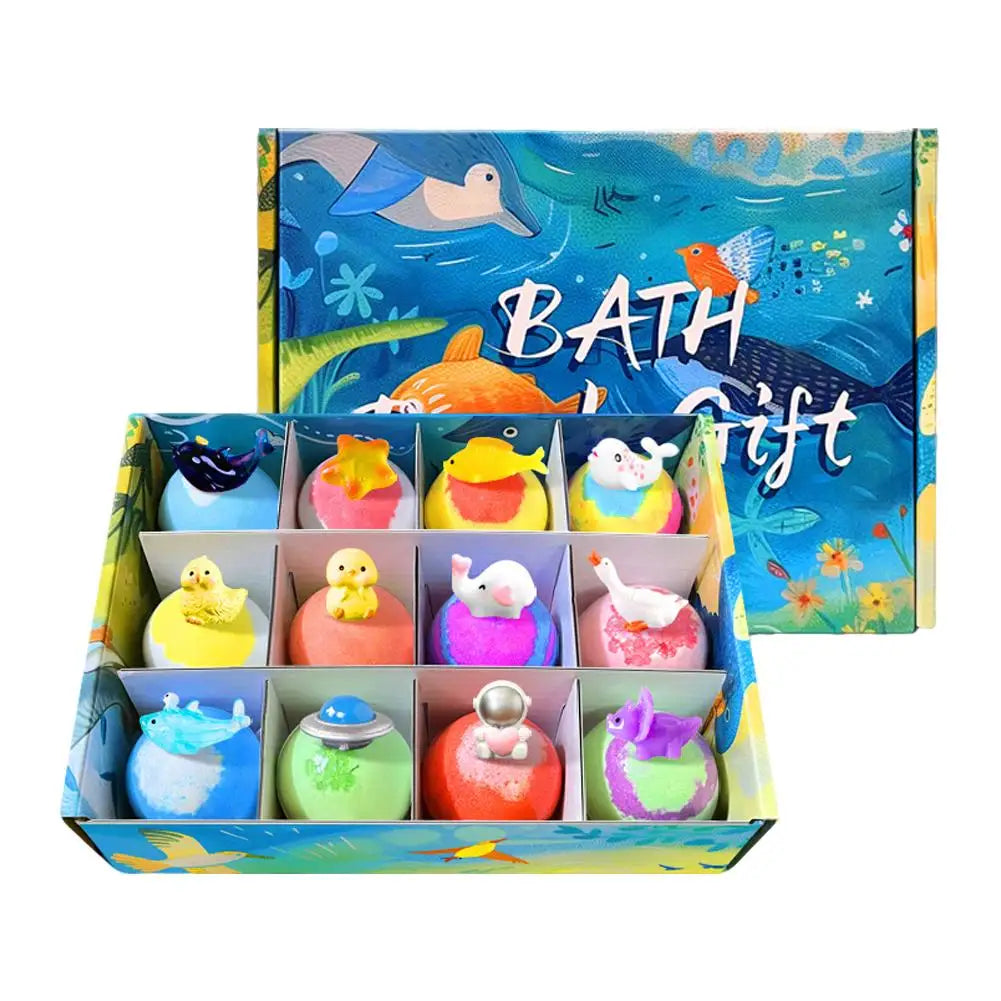 Bubble Bath Bombs For Kids 12 Pack Ocean Themed With Hidden Floating Toys Safe Essential Oil Moisturizing Bath Fizzies