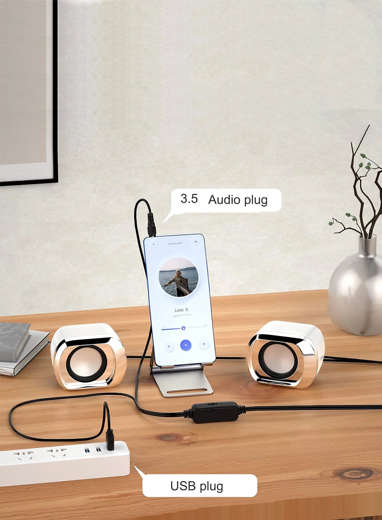 Computer Speaker - Compact and Delicate Laptop Speakers with Volume Control and 3.5 Mm Audio Plug, USB-Powered Desktop Speaker