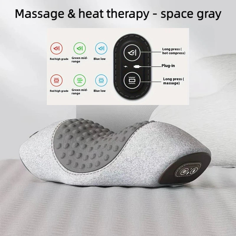 Electric Neck Massager Neck Pillow, Hot Compress, Neck Stretching, Heating Vibration, Shoulder Massage Pillow, Back Traction