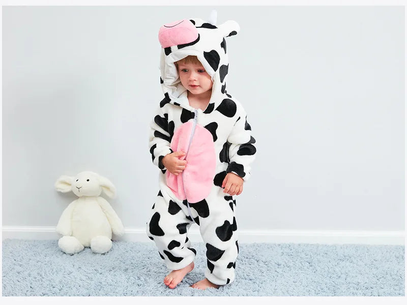 Baby Kigurumi Dragon Cow Monkey Animal Cosplay Costume Baby Girl Pajamas Winter Plush Jumpsuit for Toddler Boys 1 to 2 3 4 Years